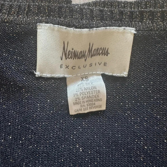 Neiman Marcus Exclusive Brown Metallic Lurex V-Neck Long Sleeve Sweater Size XS - Picture 7 of 7